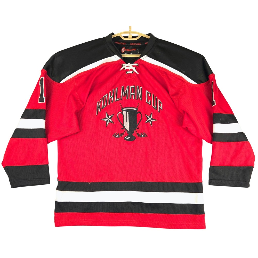 Menace Sport Kohlman Cup Hockey Jersey Red Black White Number 11 Mens Size XL